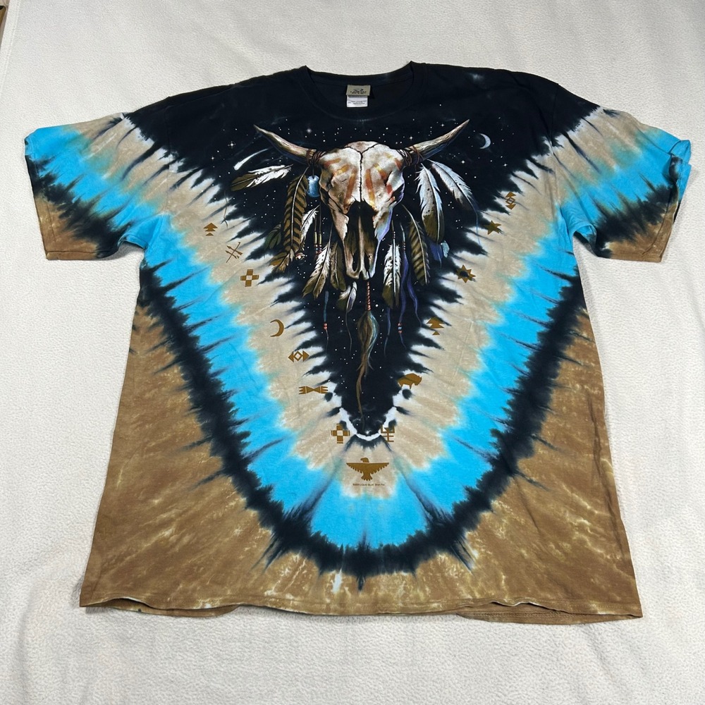 Liquid Blue Graphic Tee Mens 2XL X Tie Dye Brian Fox Buffalo Skull 2003